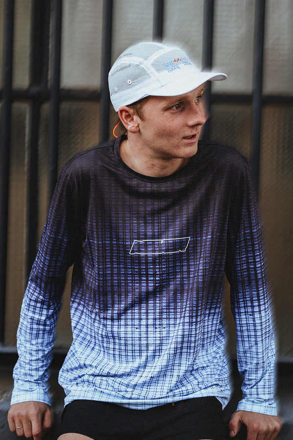 LONG SLEEVE BLUE GRID